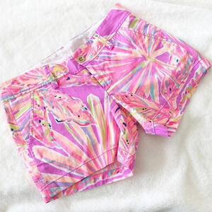 Lilly Pulitzer Callahan Purple Pink Palmetto Leaf Shorts Mid Rise Sz 2
